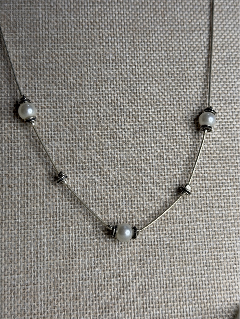 RARE SILPADA Retired N0688 Sterling Silver 925 Three Pearl Snake Chain Necklace